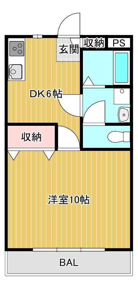 ライーストサン(1K/1階)の間取り写真