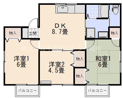 メリートークII(3DK/1階)の間取り写真