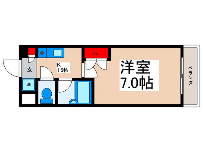 グランデルタ(1K/2階)の間取り写真