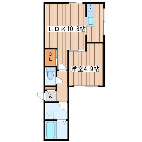 CASTELLO DEL SOLE(1LDK/1階)の間取り写真