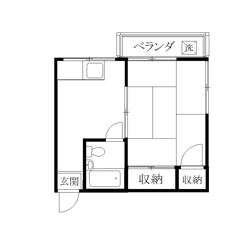 光栄荘(1DK/2階)の間取り写真