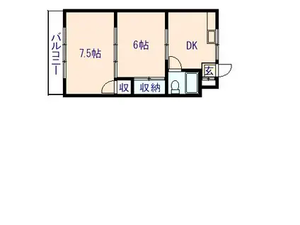 マンションまるあ(2DK/1階)の間取り写真
