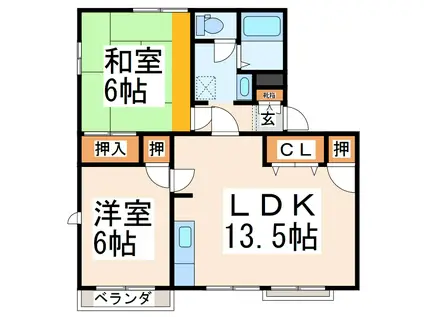コーポエンゼルB棟(2LDK/2階)の間取り写真