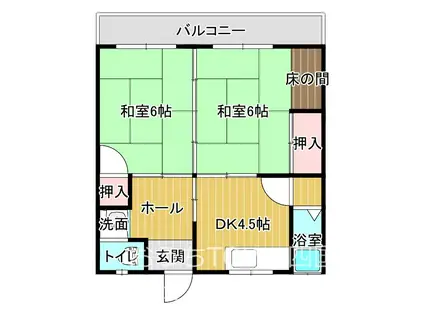 武村マンション 朝日(2DK/1階)の間取り写真