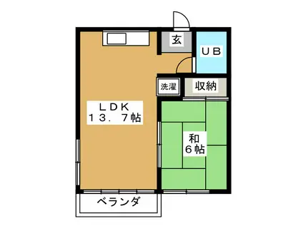 奈良マンション(1LDK/4階)の間取り写真