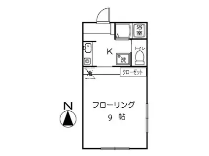 サンライズコーポ 2階の物件(1K/2階)の間取り写真