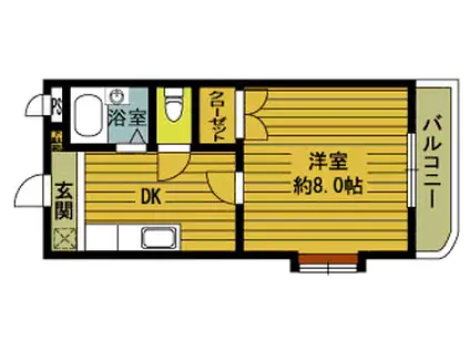 シャルマンシャト-(1K/1階)の間取り写真