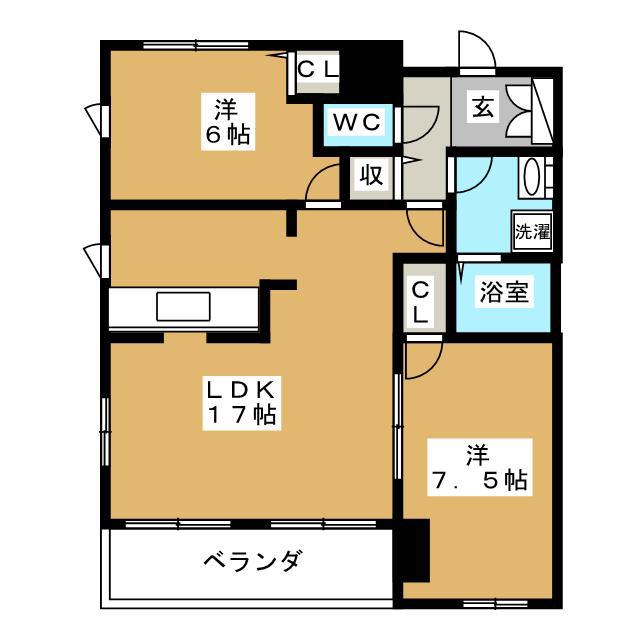 楓雅24(2LDK/2階)の間取り写真