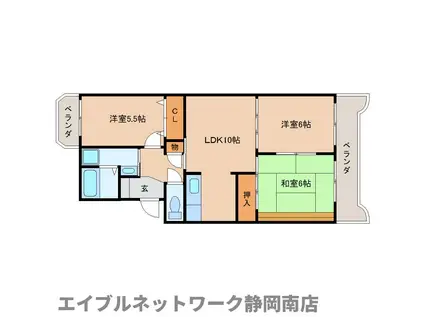 パームタウンA棟(3LDK/4階)の間取り写真