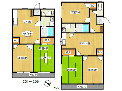 エクセレント三上(2LDK/2階)の間取り写真