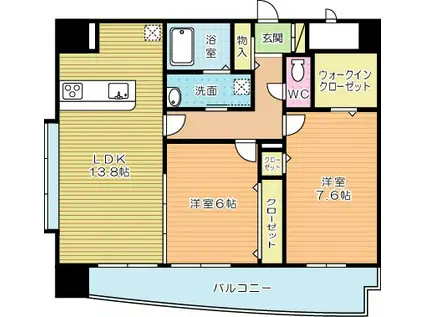 サンシャイン・マリンズ井堀(2LDK/10階)の間取り写真