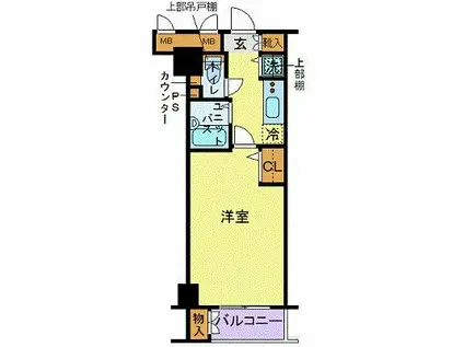トーシンフェニックス五反田(1K/4階)の間取り写真