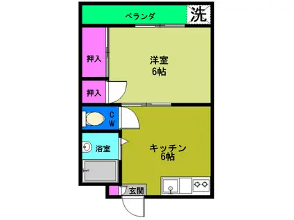 コーポラス和(1DK/3階)の間取り写真