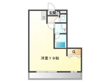 プラッサ参番館(ワンルーム/2階)の間取り写真