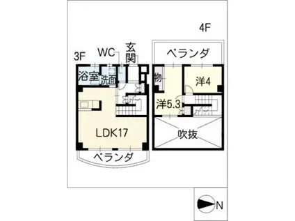 TWIN HOUSE6(2LDK/4階)の間取り写真