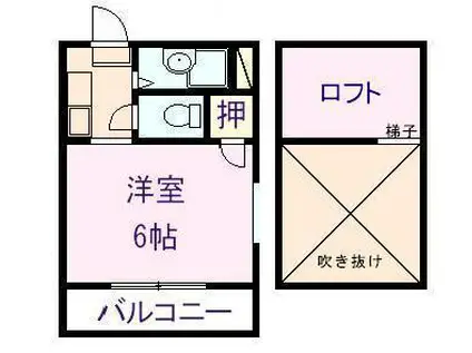ソフィ健軍ヴィレッジII(1K/2階)の間取り写真