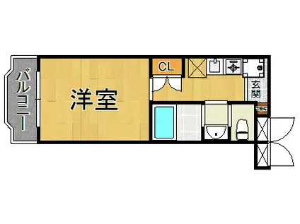 アッシュ宝塚(ワンルーム/2階)の間取り写真