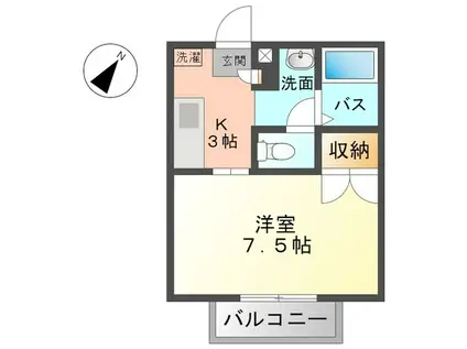 ＪＲ芸備線 矢賀駅 徒歩12分 2階建 築21年(1K/2階)の間取り写真