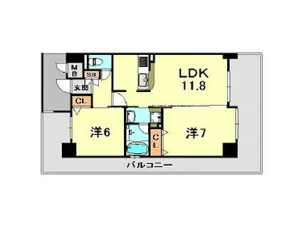 エステムプラザ神戸西Vミラージュ(2LDK/13階)の間取り写真