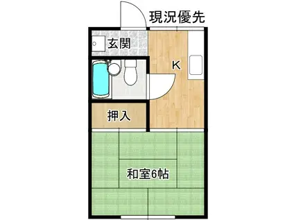 コーポ川津(1DK/1階)の間取り写真