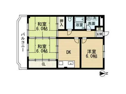紫雲荘ビル(3DK/3階)の間取り写真