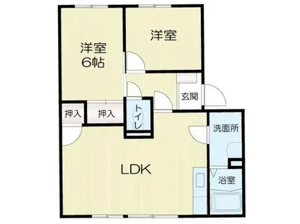 ド・ミール中野(2LDK/2階)の間取り写真