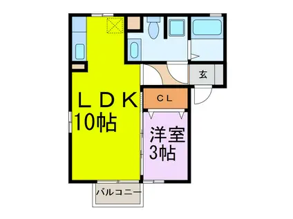 ピュアマインド(1LDK/2階)の間取り写真