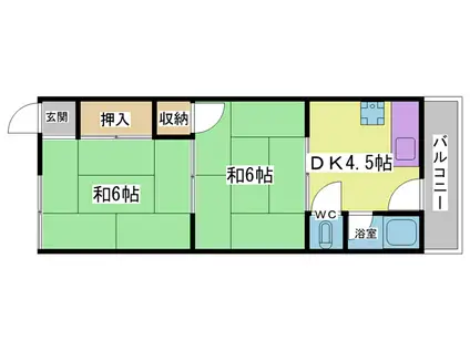 鈴蘭台南町アパートメント(2DK/1階)の間取り写真