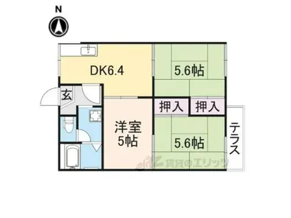 美吉野ハイツB(3DK/1階)の間取り写真