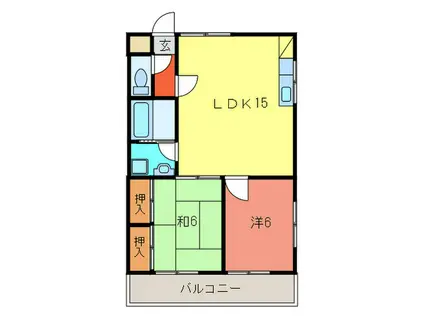SERENO弐番館(2LDK/2階)の間取り写真