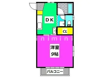 シルクハイツ坪井(1K/1階)の間取り写真