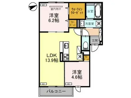 D-ROOM CHIYO(2LDK/3階)の間取り写真