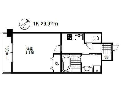 新神戸ヴィータ(1K/3階)の間取り写真