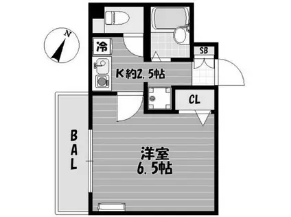 ショコラII(1K/2階)の間取り写真