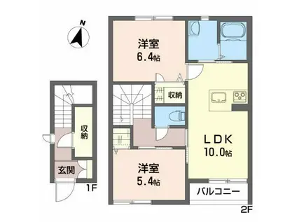 盛岡市三本柳5地割築11年(2LDK/2階)の間取り写真