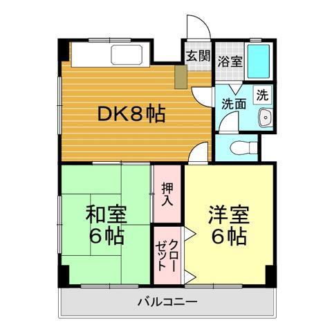 アークヒルズ上田(2DK/2階)の間取り写真