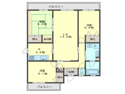 VIVELLE彦根城町(3LDK/2階)の間取り写真