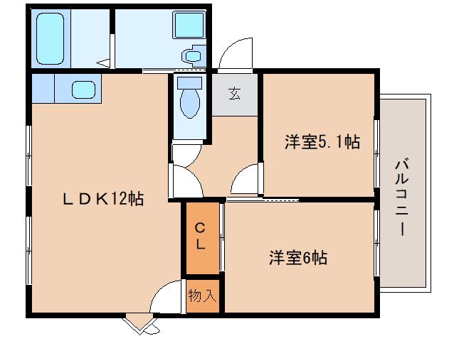 ラフォーレ二番街(2LDK/1階)の間取り写真