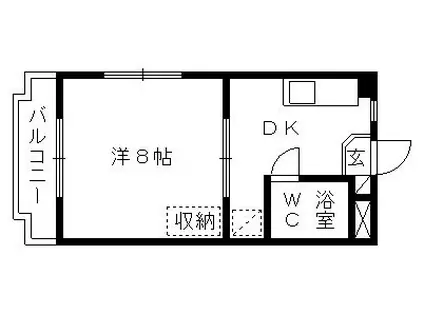 マンション大庭(1DK/3階)の間取り写真
