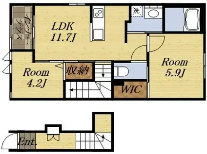 ルミナスコートIII(1LDK/2階)の間取り写真