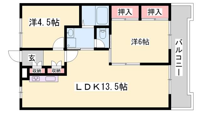 エステートピア香呂(2LDK/3階)の間取り写真
