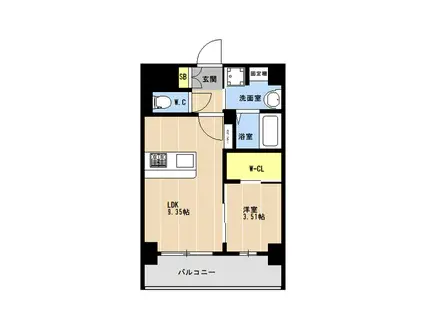 LIBTH松山II(1LDK/4階)の間取り写真