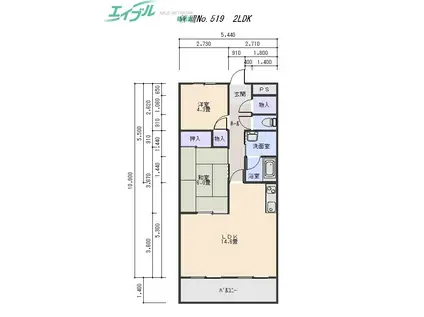 サンサイドテラス(2LDK/1階)の間取り写真