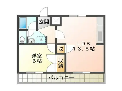 コム四日市(1LDK/3階)の間取り写真