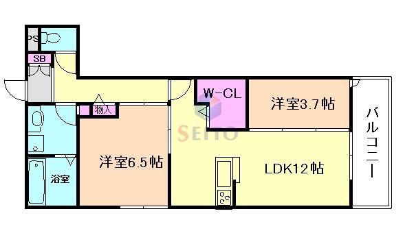 ラ・パーチェ江坂 II(2LDK/1階)の間取り写真