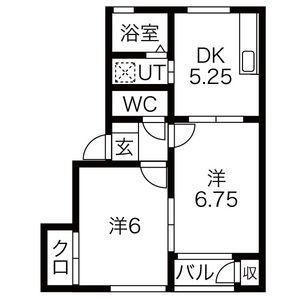 プレステージII(2DK/1階)の間取り写真