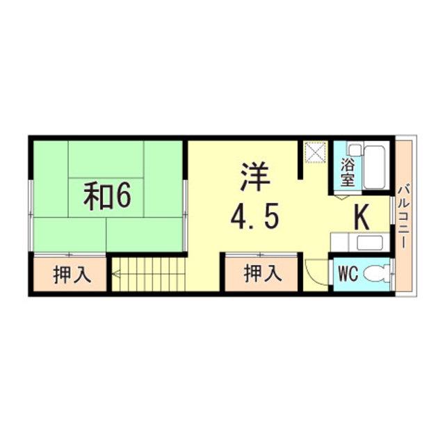 稲葉ハウス(1DK/2階)の間取り写真