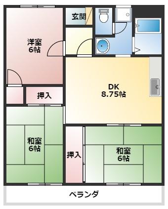 塚本ビル(3DK/2階)の間取り写真