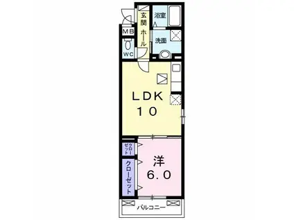 ベラ・ルーチェ 東山(1LDK/1階)の間取り写真