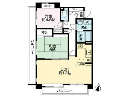 ザ・ルネサンスヒルズI(2LDK/2階)の間取り写真